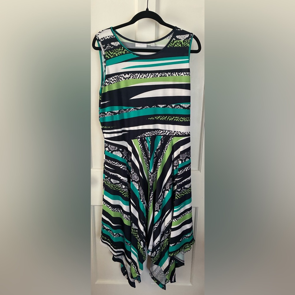 New York & Company Asymmetrical Dress - Green, Blue, Black, White - Picture 3 of 8